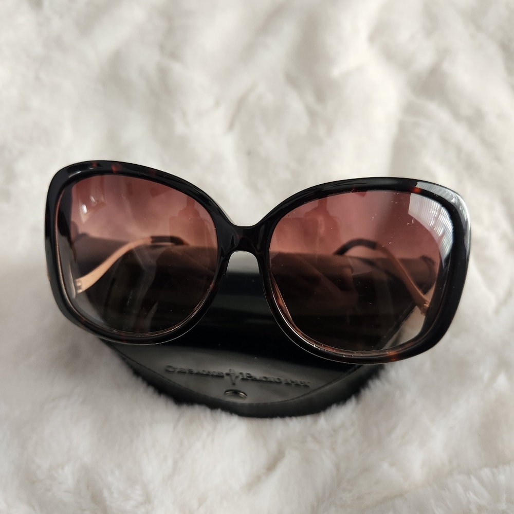 Cesare Paciotti Brown and Gold Oversized Sunglasses